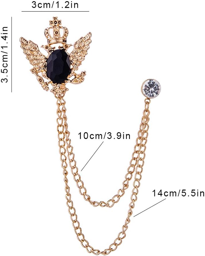 3PCS Men's Brooch Suit Pin Badge with Chains Buckle Chain Collar Lapel for Men Shirt Decoration Metal Clips Women Tuxedo Tie Hat Scarf