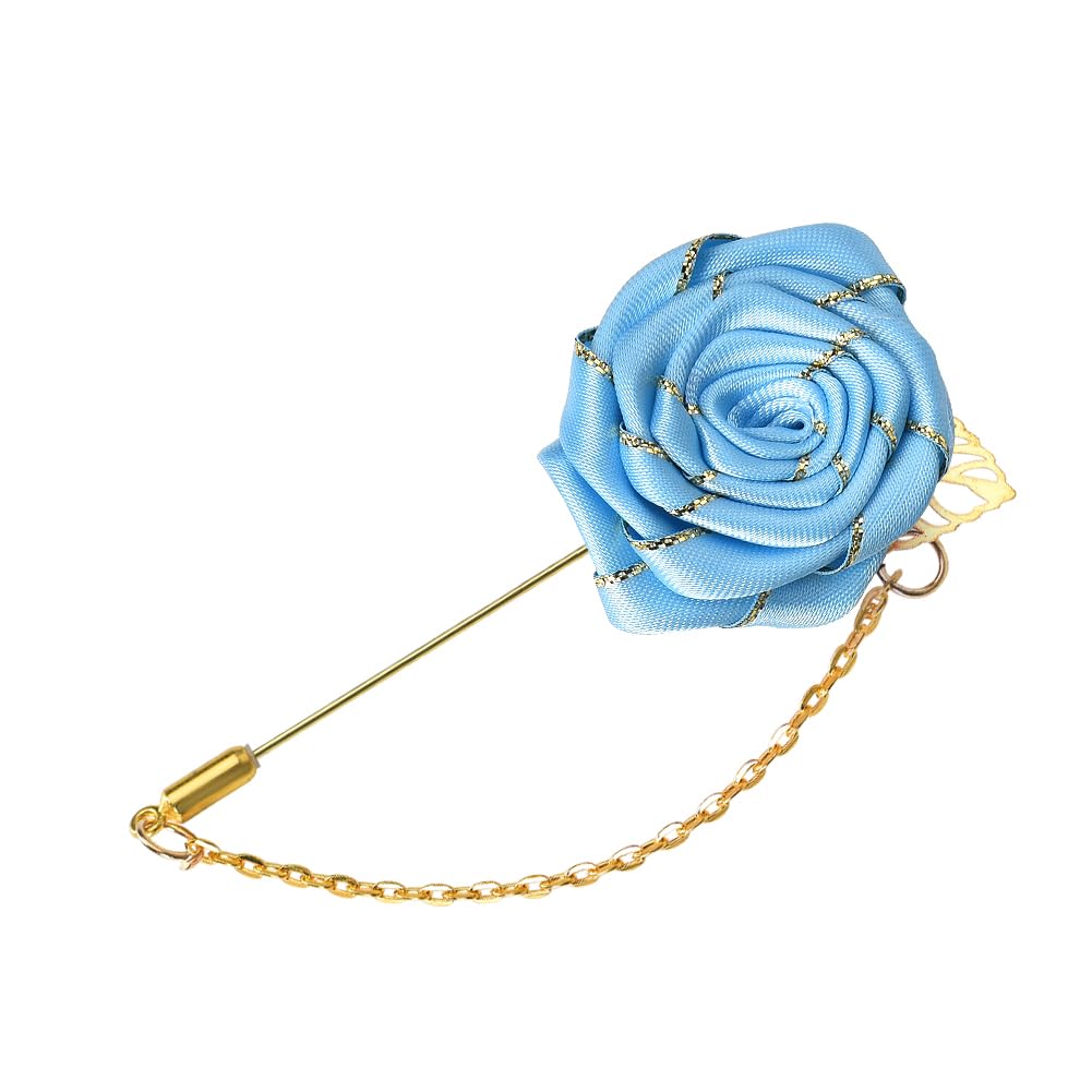 Men Cloth Rose Flower with Gold Leaf Brooch Lapel Pin for Men Suits Rose Flower Brooch Pin Bridegroom Wedding Brooches White Flower Pin for Men Suit Tassel Chain Brooch Rose Pins and Brooches