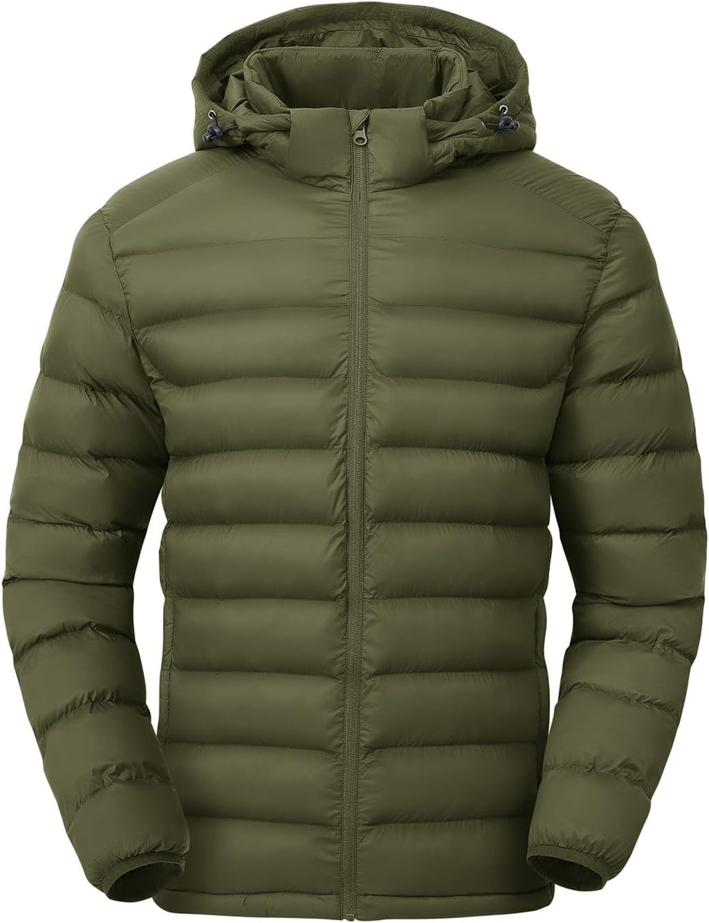 Men's Lightweight Puffer Jackets Detachable Hood Water-Resistant Casual Winter Coat Hooded Insulated for Travel Ski