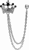 Crystal Crown Hanging Chain Brooch Suit Pin,Vintage Gold Crown Brooch,Suit Stud,Shirt Studs,Lapel Pin Accessories for Men Women