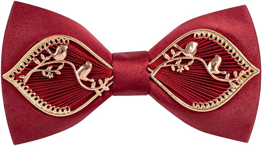 Bow Ties for Men Self-tie Gold Bird Pattern Bowtie for Wedding Party Business Prom Daily Wear Handmade