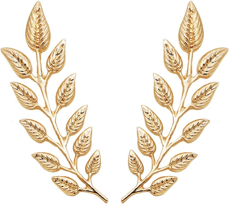 Gentlemen Suit Gold Brooches Simple Elegant 1 Pair Elegant Wheat Leaf Suit Clip Collar Pin Brooch Unisex