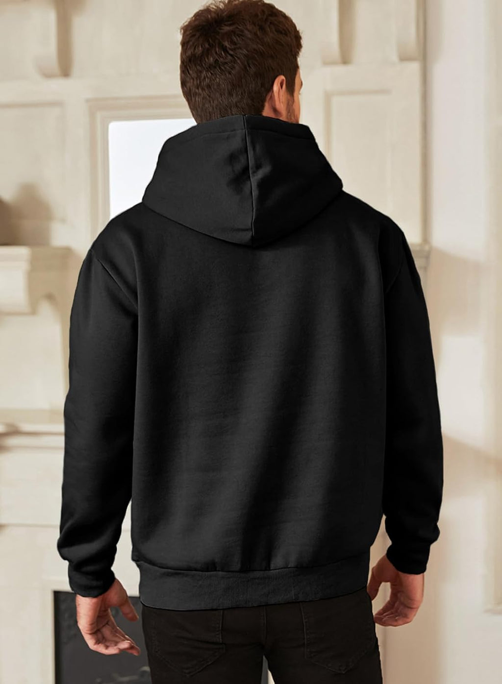 Mens Casual Cotton Hooded Collar Drawstring Hoodies Pullover Sweatshirts Casual Long Sve Shirts