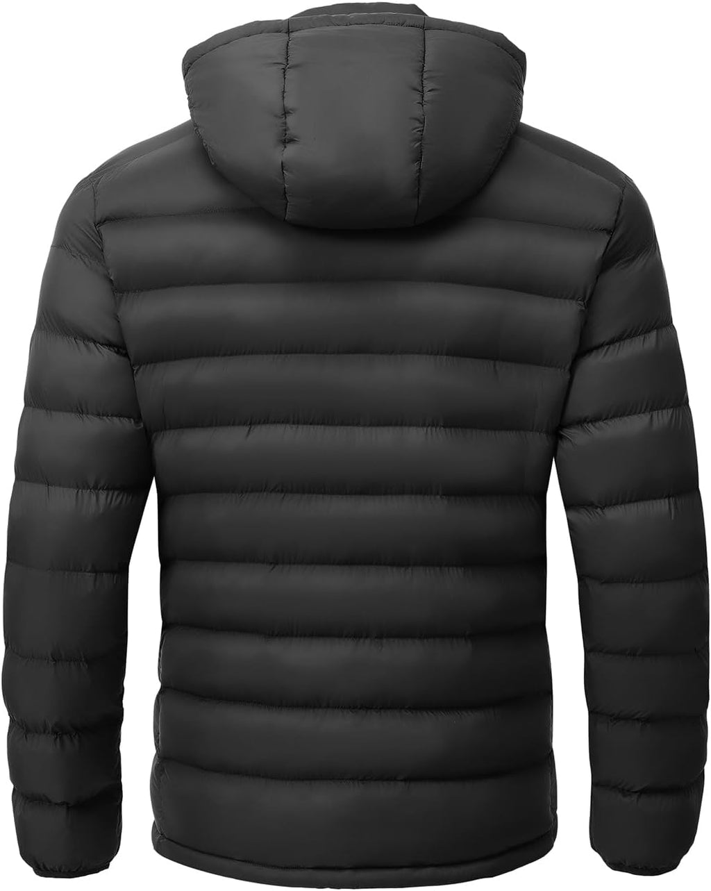 Men's Lightweight Puffer Jackets Detachable Hood Water-Resistant Casual Winter Coat Hooded Insulated for Travel Ski