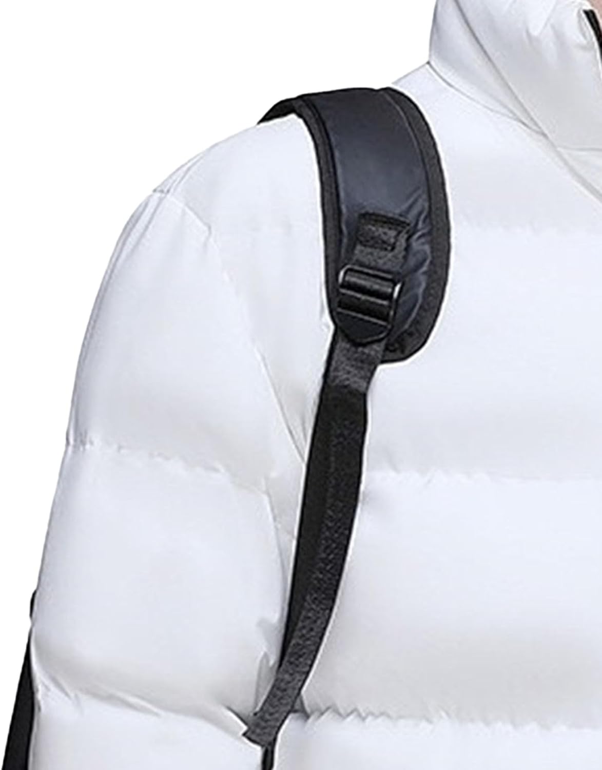 Men's Windproof Short Zipper Down Coat Warm Lightweight Quilted Puffer Jackets Bubble Insulated Filled Jacket