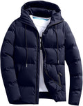 Windproof Men's Winter Jacket with Hood Lightweight Quilted Puffer Down Coat Warmth Packable Outdoor Parka