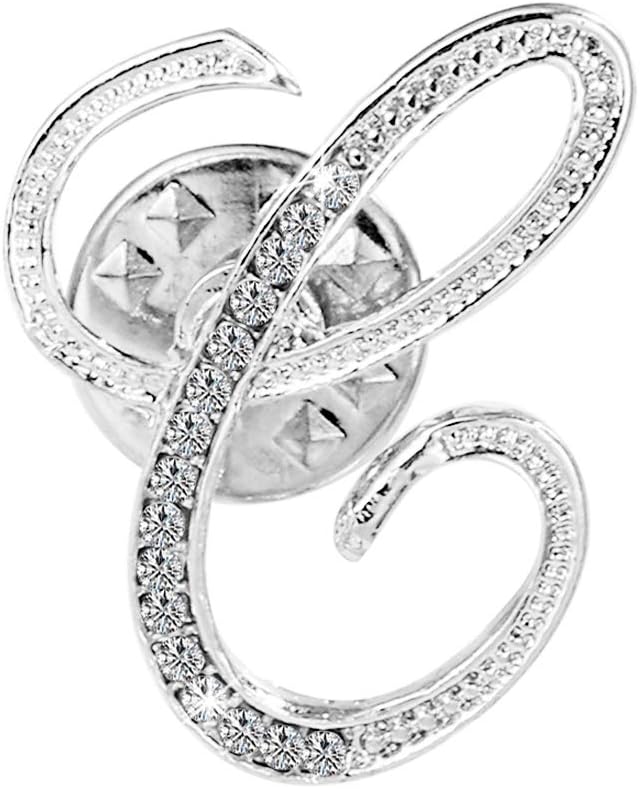 Initial Letter Brooch Pin Small Lapel Pin Tie Tack Name Personalized Gifts for Women Men Silver