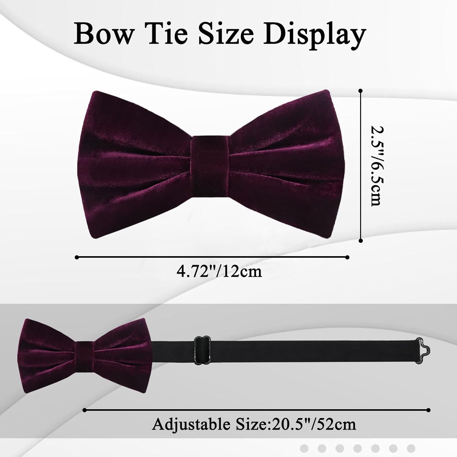 Velvet Bow Ties for Men Adjustable Pre Tied Mens Bow Tie, Solid Color Bowtie for Wedding Party Business Prom Formal