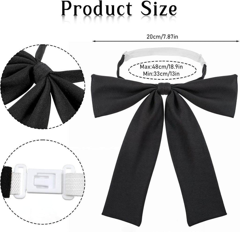 Bowtie Western Bow Ties for Men Women Black Satin Ribbon Bow Tie Pre-tied Adjustable Bowties for Uniform Shirt Party Wedding