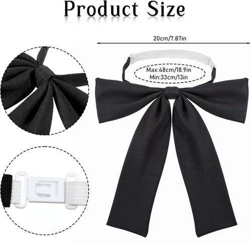 Bowtie Western Bow Ties for Men Women Black Satin Ribbon Bow Tie Pre-tied Adjustable Bowties for Uniform Shirt Party Wedding