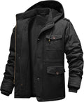 Men's Winter Jackets with Hood Cotton Military Jackets  Lined Thick Work Coats with Cargo Pockets