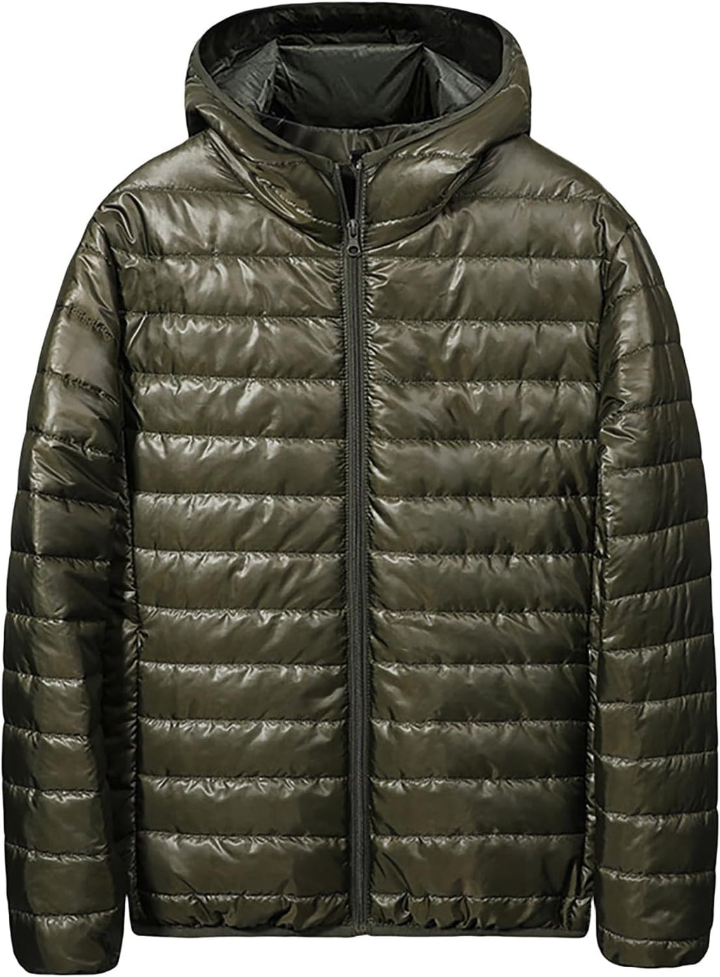 Puffer Jacket Men Lightweight Packable Quilted Jackets Hooded Bubble Winter Down Coat Insulated Thick Outwear Pockets