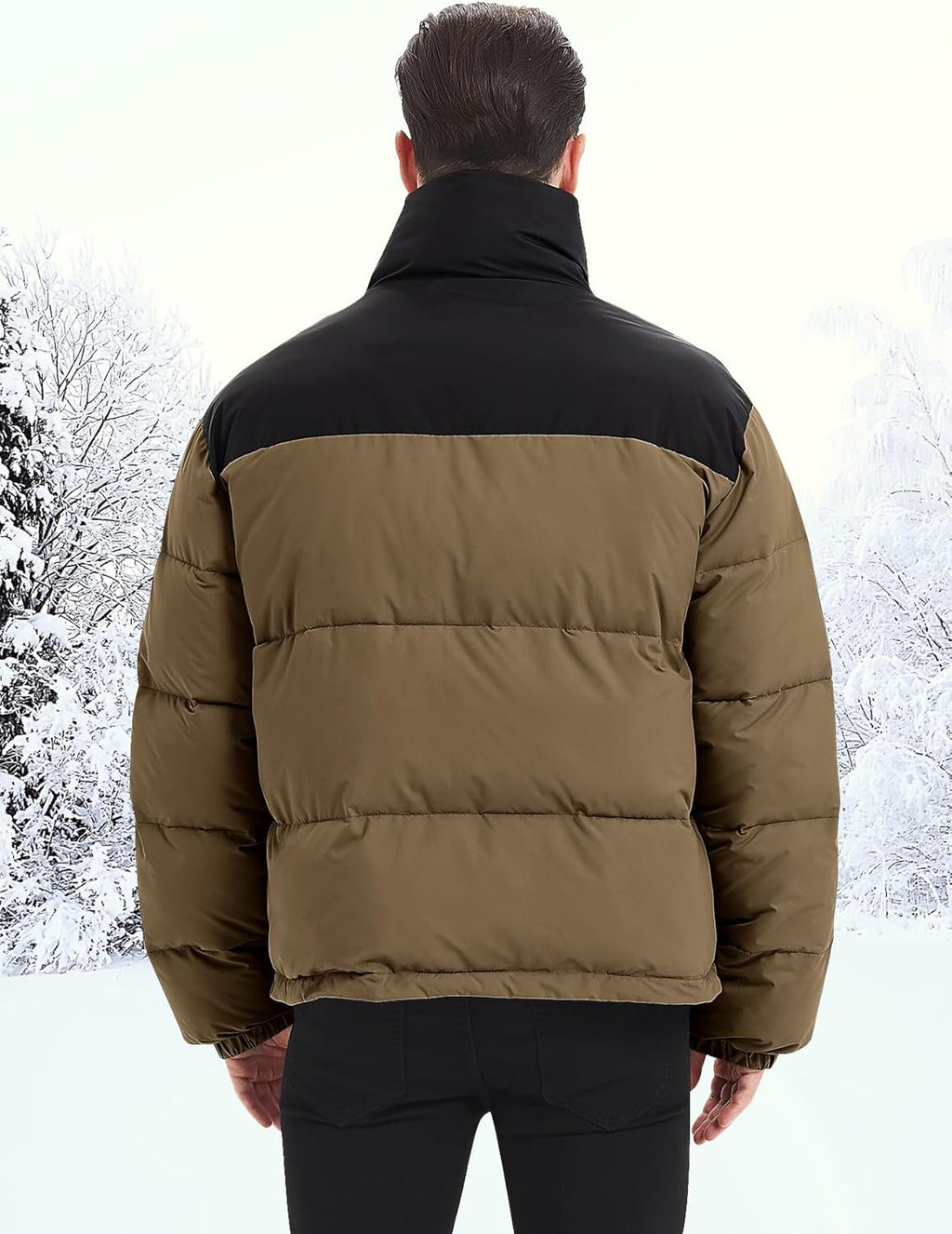 Mens Puffer Jacket Winter Coats Water Resistant Long Sleeve Zip Up Lightweight Quilted Down Jackets