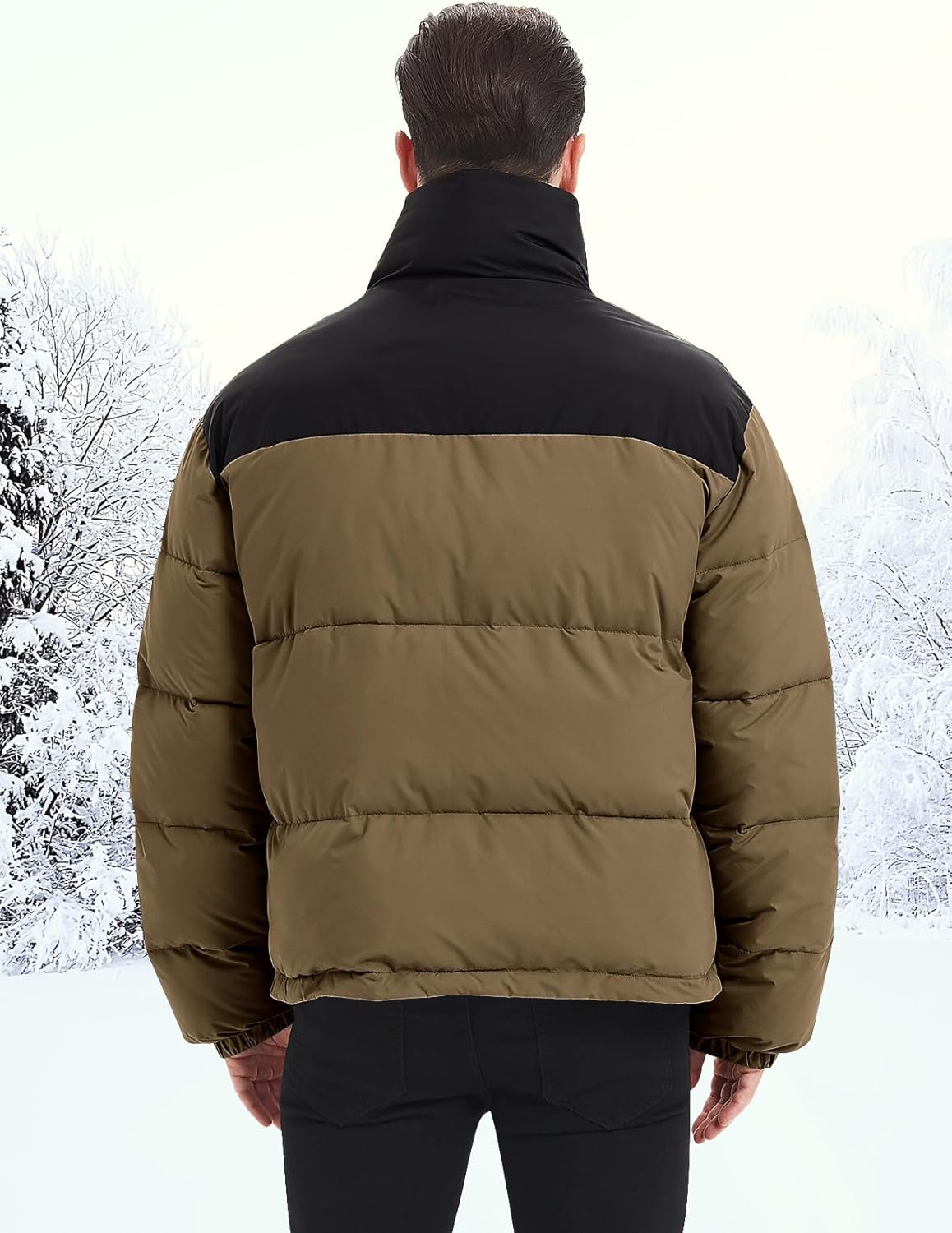 Mens Puffer Jacket Winter Coats Water Resistant Long Sleeve Zip Up Lightweight Quilted Down Jackets