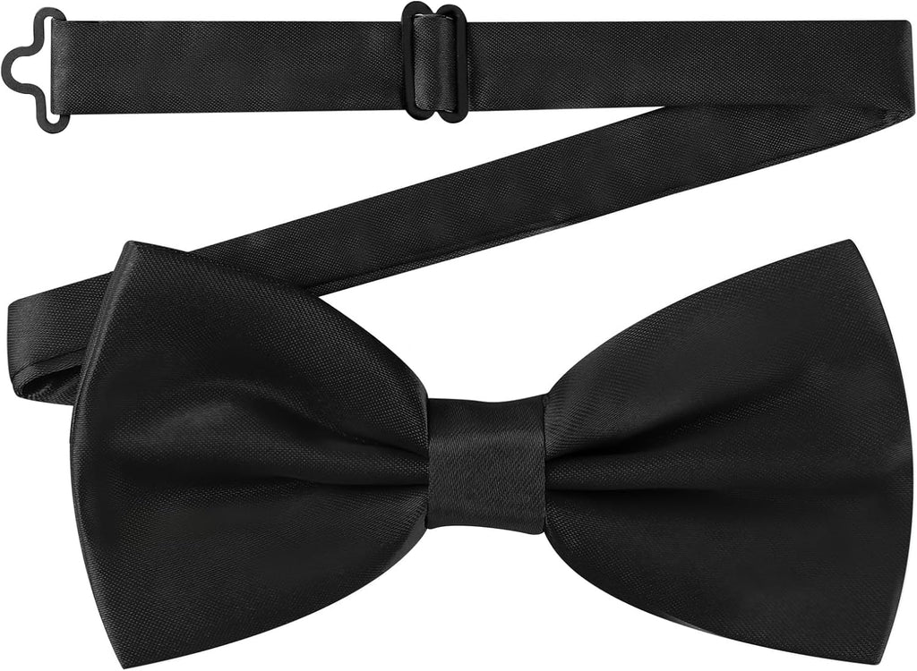 Men's Pre Tied Bow Ties for Wedding Party Fancy Plain Adjustable Bowties Necktie
