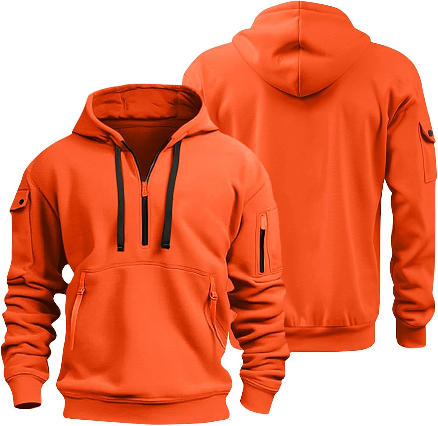 Mens Quarter Zip Pullover Tactical Hoodies Vintage Long Sleeve Casual Fashion Hoodie Fall Winter Sweaters