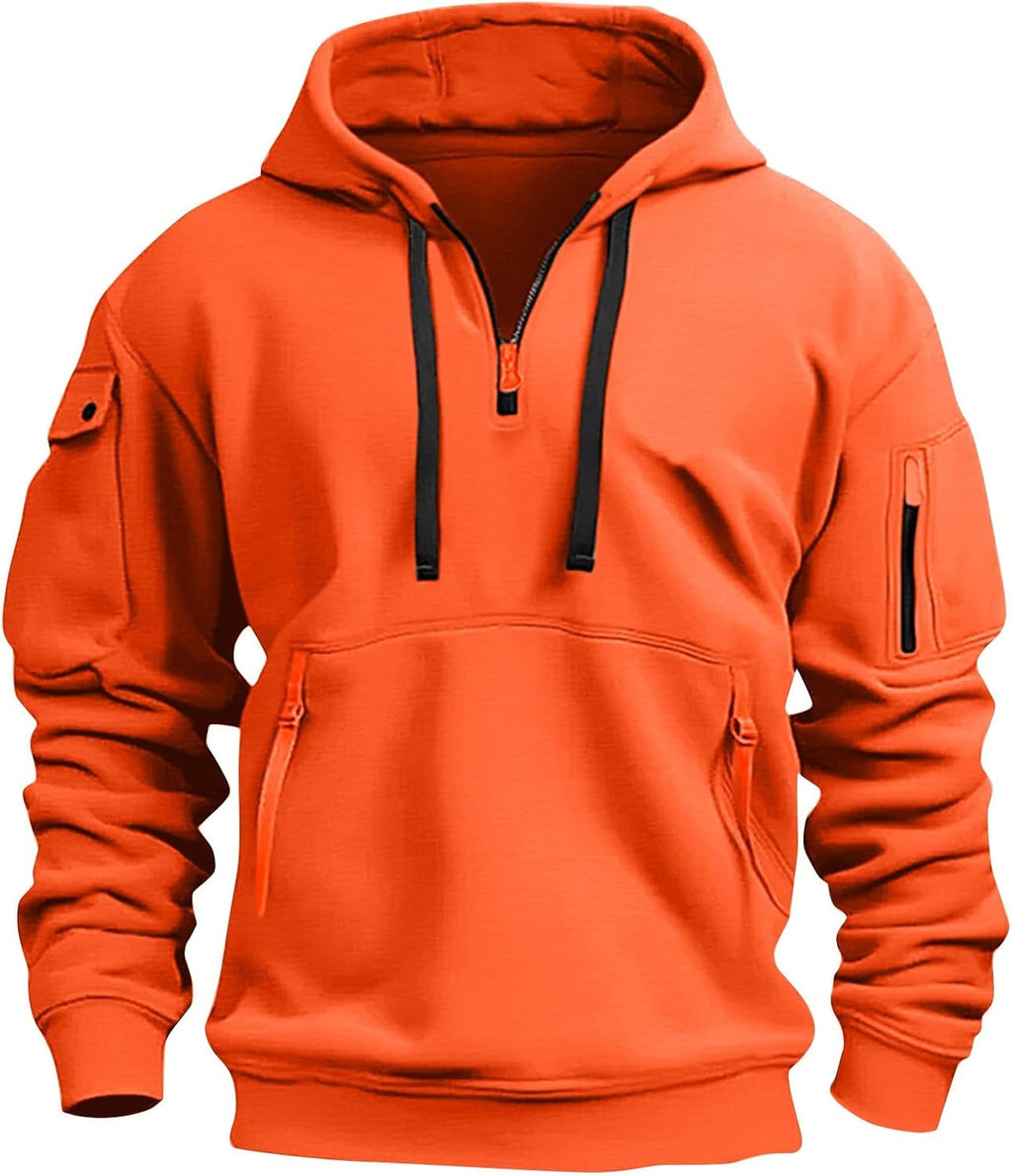 Mens Quarter Zip Pullover Tactical Hoodies Vintage Long Sleeve Casual Fashion Hoodie Fall Winter Sweaters