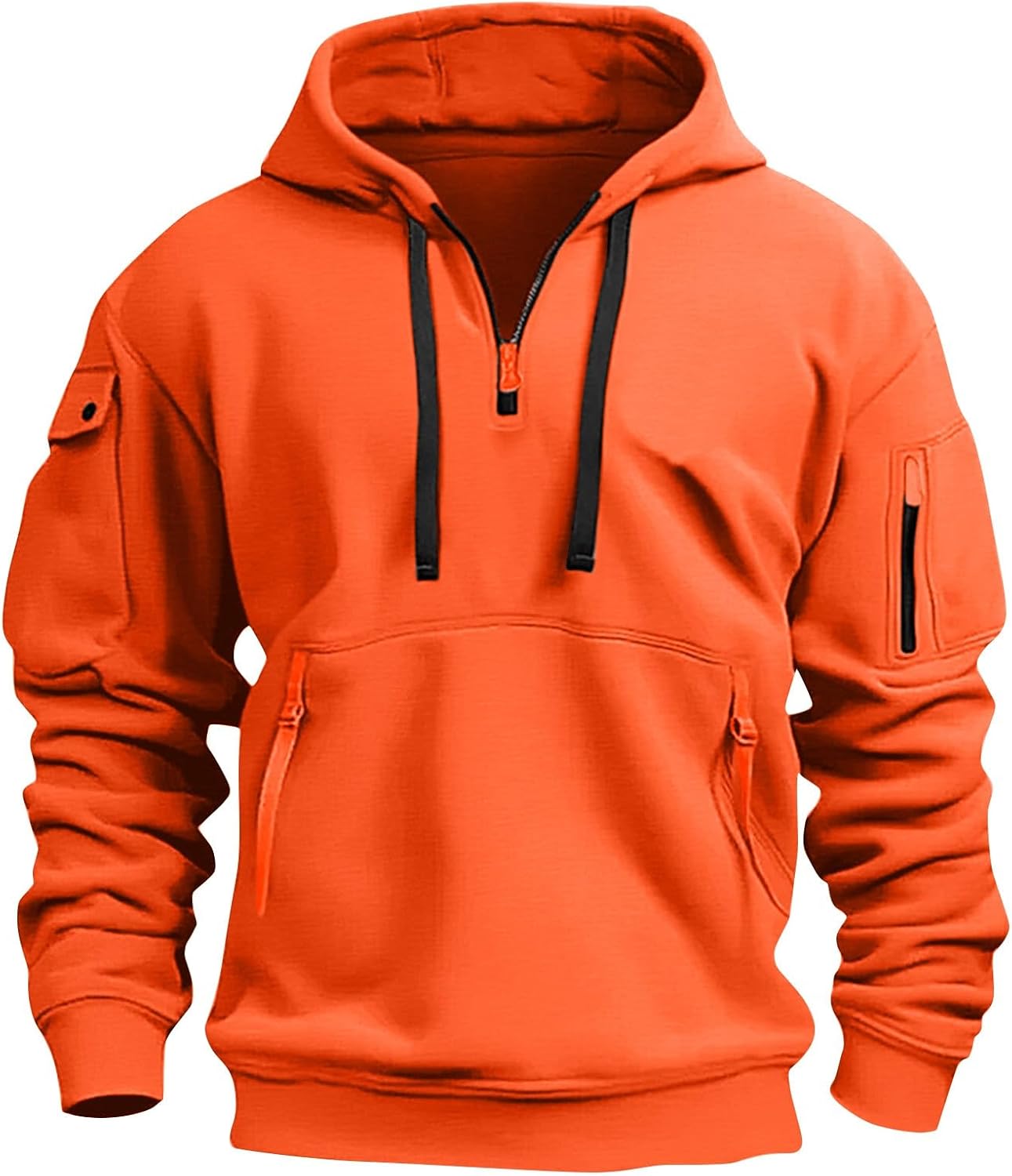 Mens Quarter Zip Pullover Tactical Hoodies Vintage Long Sleeve Casual Fashion Hoodie Fall Winter Sweaters