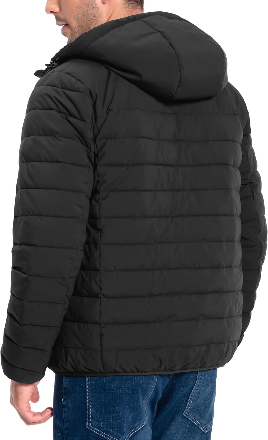 Men's Winter Puffer Jacket Sherpa Lined Hooded Water Resistant Midweight Warm Insulated Quilted Down Coat Parka