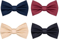 Mens Bow Tie 4 Pcs Formal Tuxedo Bow Ties for Men Solid Color Pre-tied Bowties for Wedding Party