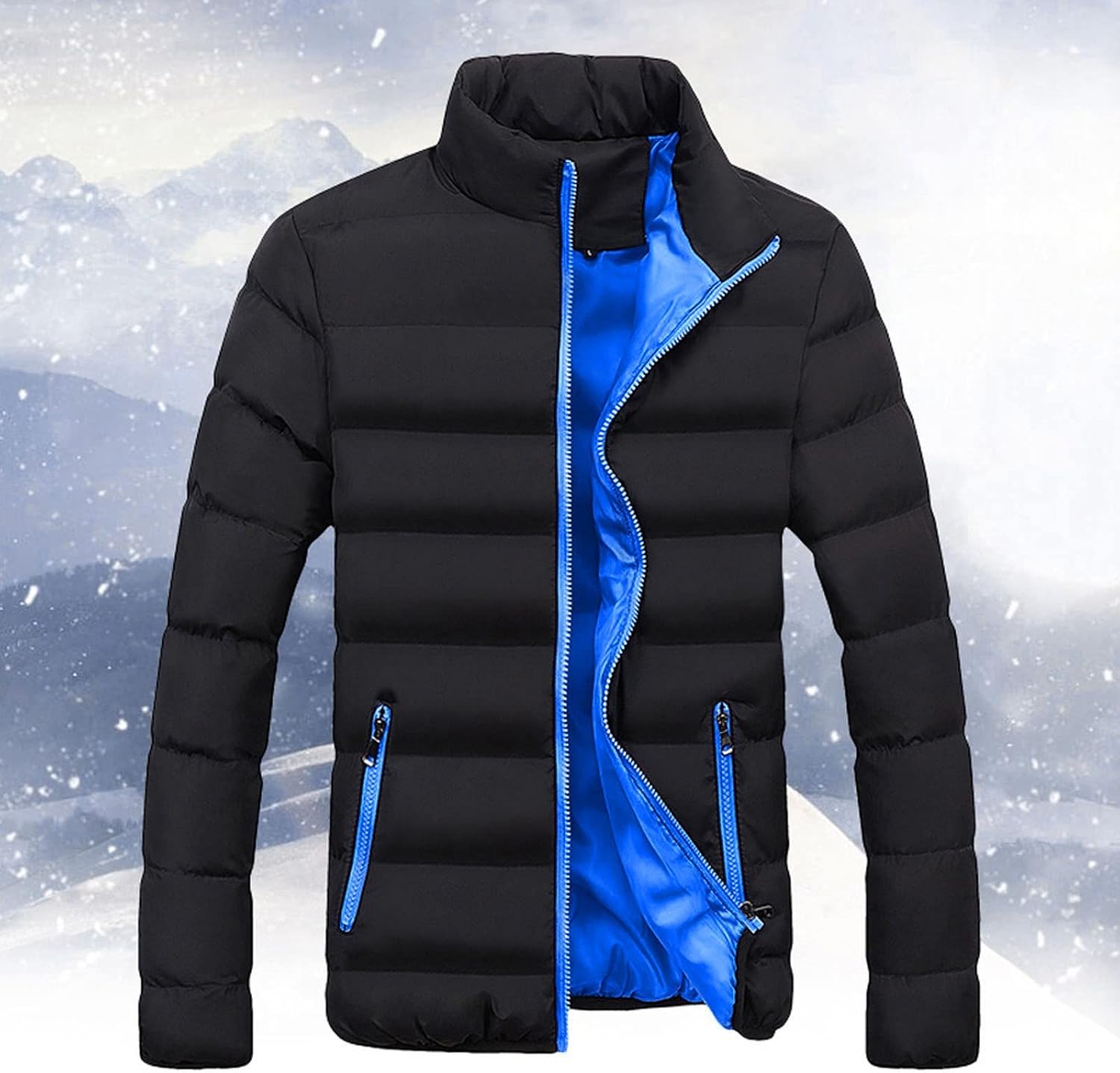 Men Winter Jackets Warm Down Jacket Full Zip Puffer Jacket Quilted Insulated Jacket Warm Puffy Jackets