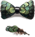 Handmade Feather Pre-tied Bow tie and Brooch Sets for Men