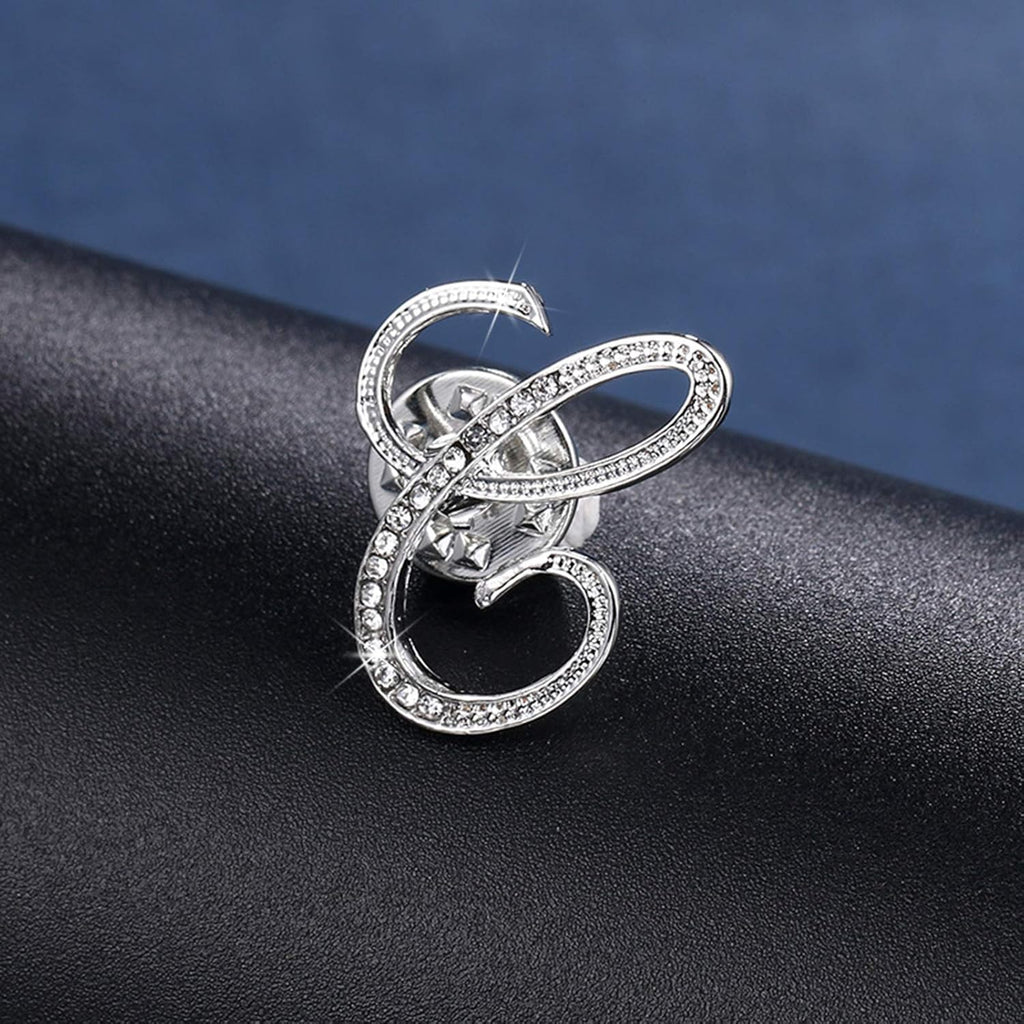 Initial Letter Brooch Pin Small Lapel Pin Tie Tack Name Personalized Gifts for Women Men Silver