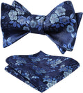 Bow Ties for Men Floral Bowties Mens Self Tie Bow Tie Handkerchief Jacquard Woven Bowtie Pocket Square Set