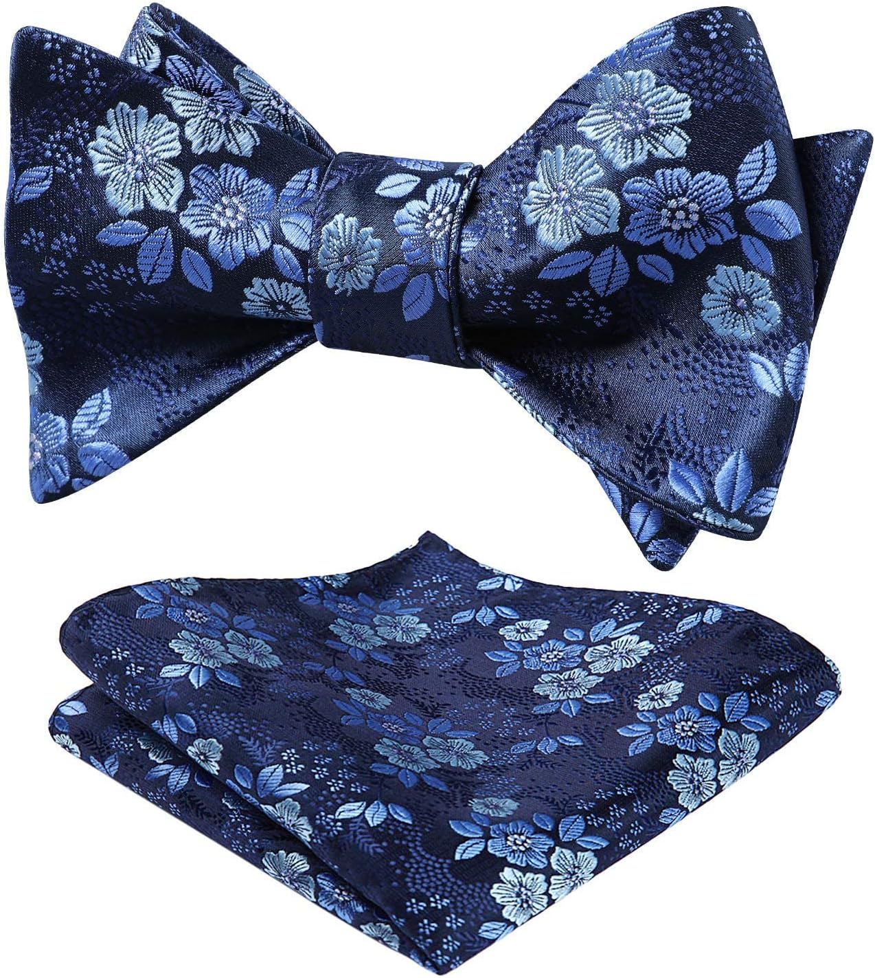 Bow Ties for Men Floral Bowties Mens Self Tie Bow Tie Handkerchief Jacquard Woven Bowtie Pocket Square Set