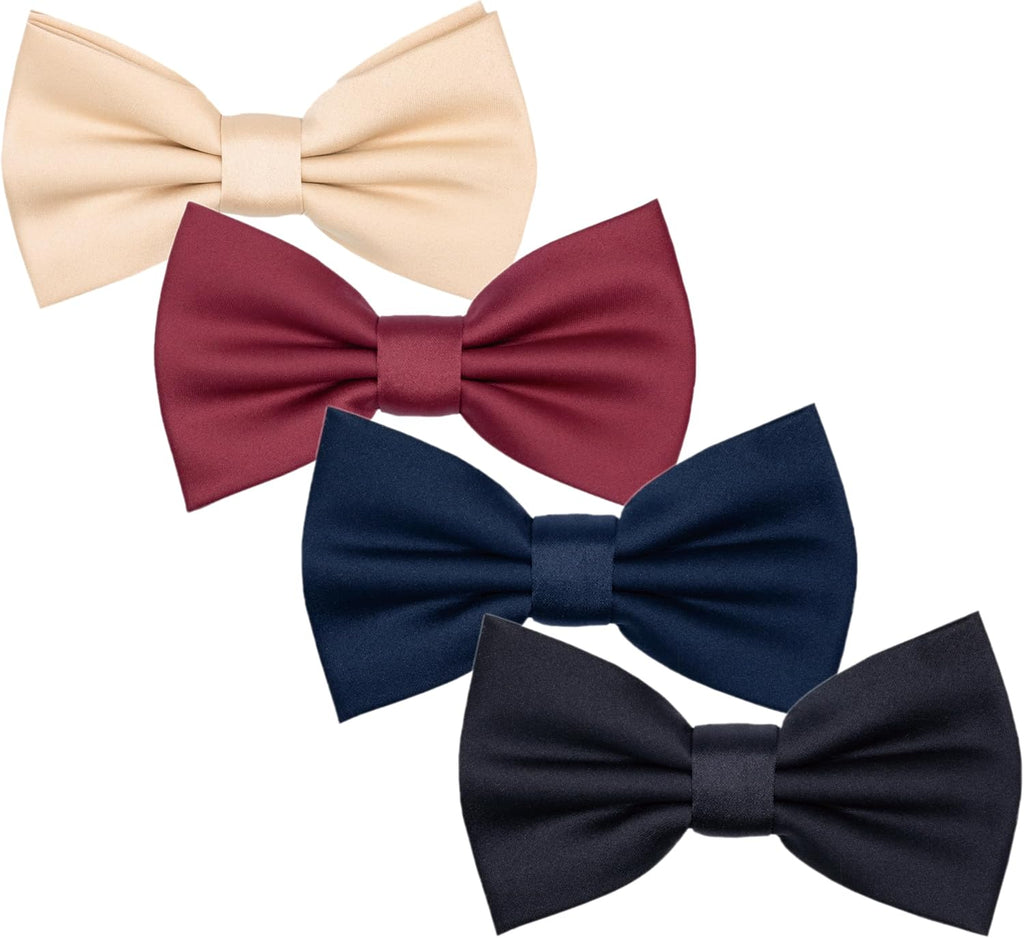 Mens Bow Tie 4 Pcs Formal Tuxedo Bow Ties for Men Solid Color Pre-tied Bowties for Wedding Party