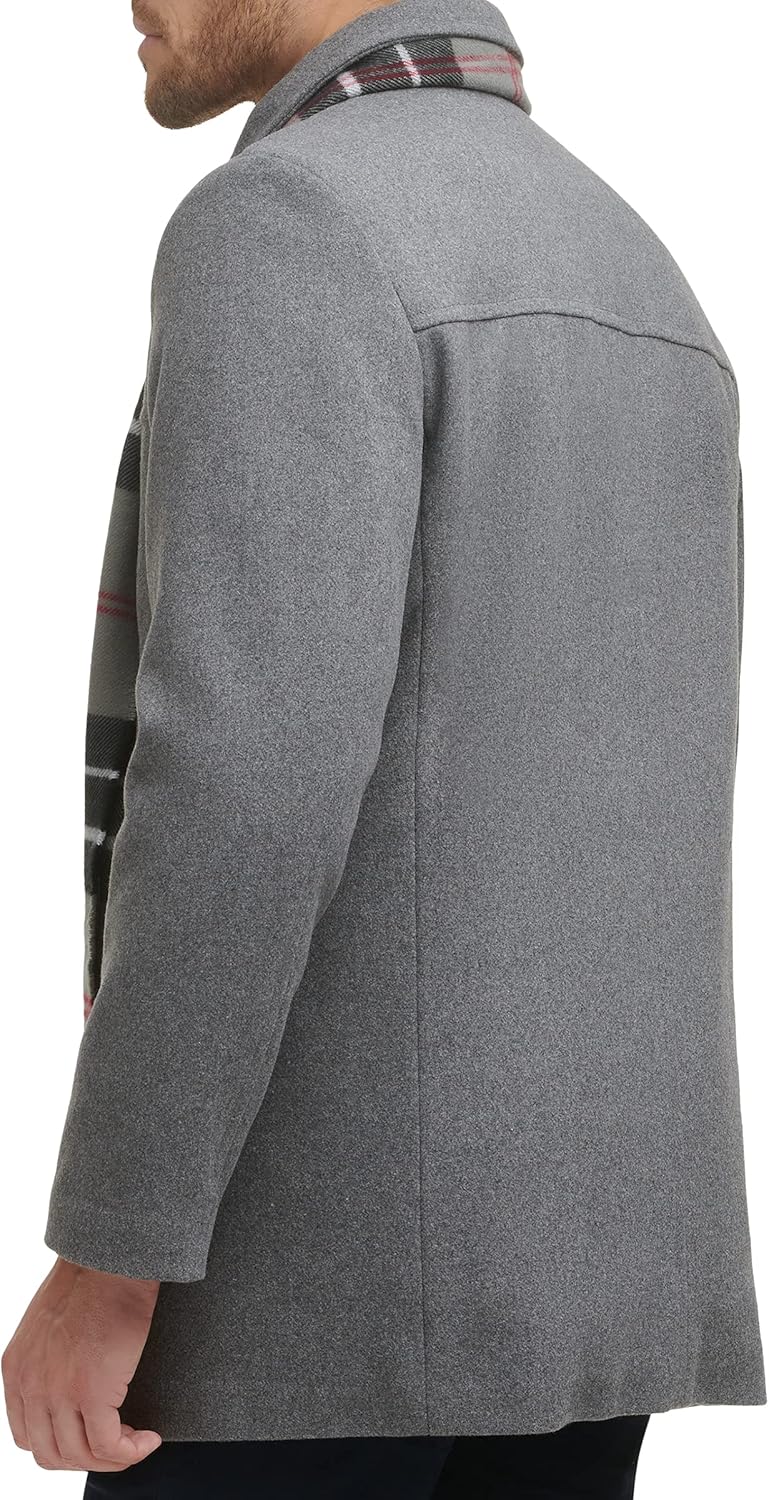 Men's  Wool Blend Coat with Scarf (Regular and Big & Tall)